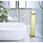 Waterfall Spout Bathroom Tap, Brushed Gold Single Handle, Stainless Steel, Stylish Feature Handle Faucet With Spout, Gold, Functional Essential-125036451