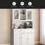 Armoire de rangement pour garde-manger, armoire-buffet moderne avec huche, armoire à nourriture avec portes et tablettes, support à vin pour la salle à manger, blanc