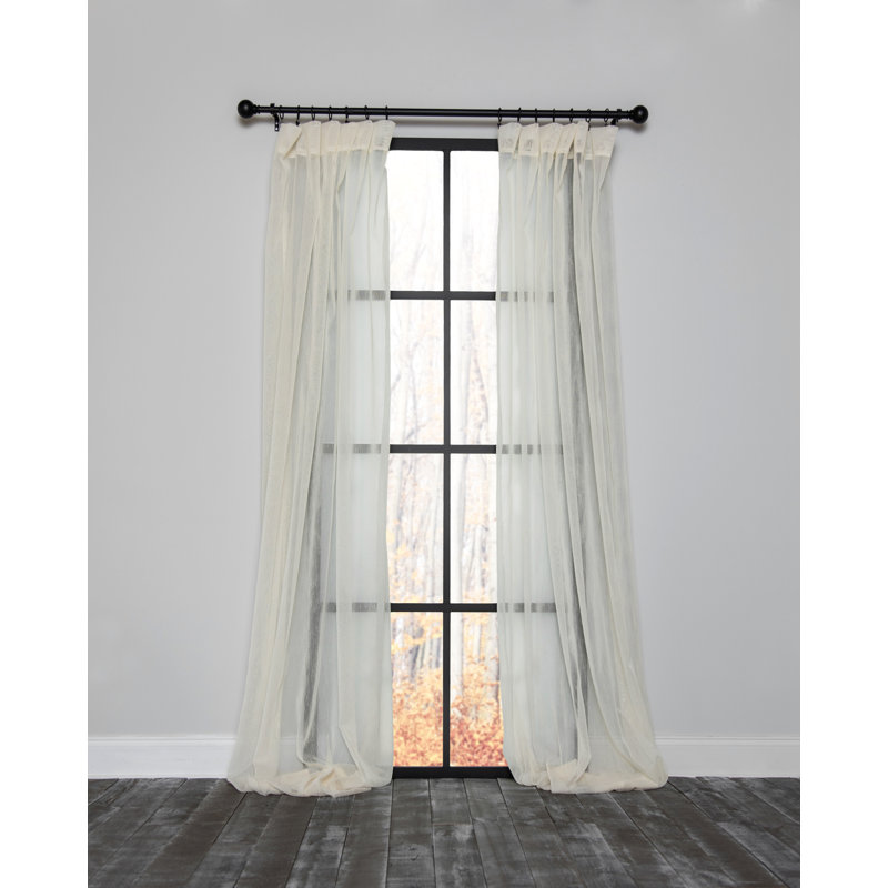 Baltej Semi Sheer Curtain Single Panel, 54" x 96", Beige