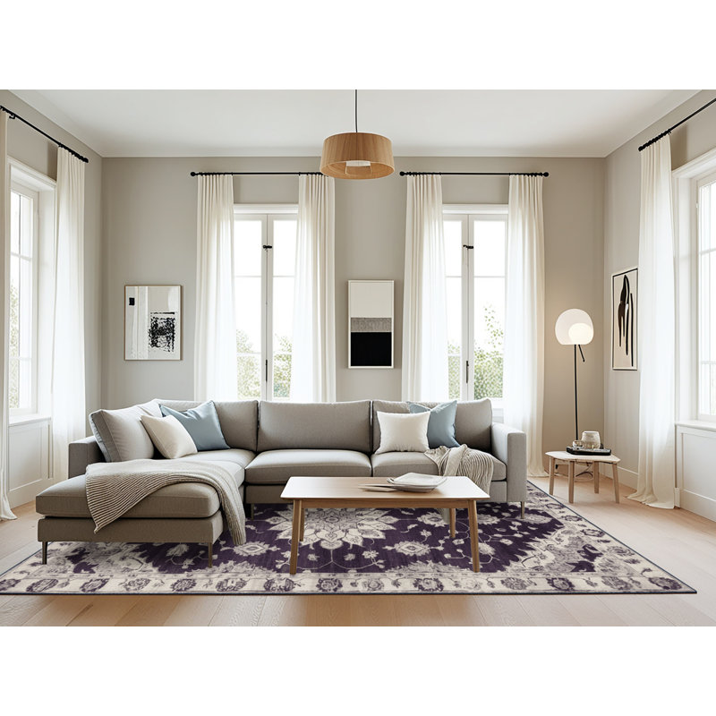 Tapis mauve lavable à la machine, Rectangle 8 pi x 12 pi