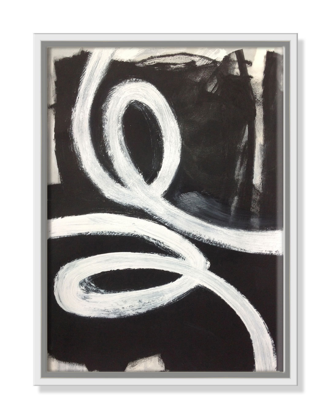 Hendrix "White Swirly Swirls 1" Print, 16" H x 12" W x 2" D, White Framed
