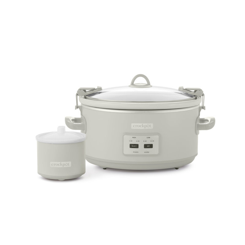 Gray 7-Quart Slow Cooker with Timer and Little Dipper