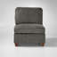 Ensemble modulaire en L gris avec canapé d'angle, fauteuils sans accoudoirs et repose-pieds en chenille gris 6 pièces