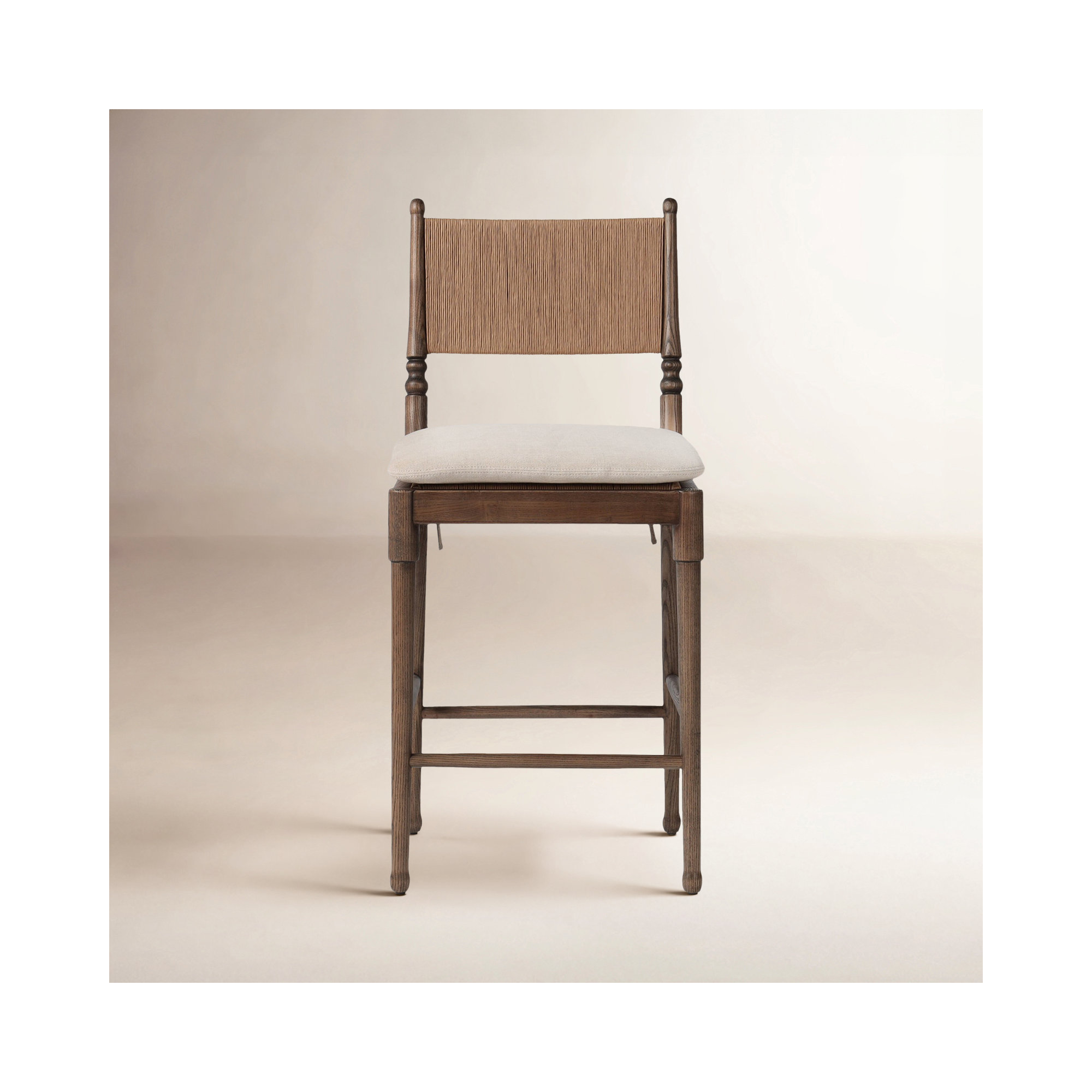 Fayth Stool with Cushion, Counter Stool (25.5” Seat Height)”, Brown Frame