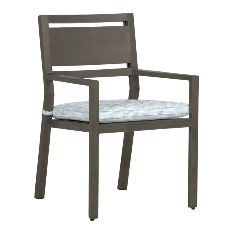 Avondale Aluminum Patio Dining Armchair with Cushions, Avondale Aluminum #31 Slate Gray, No Welt, Paper Sky