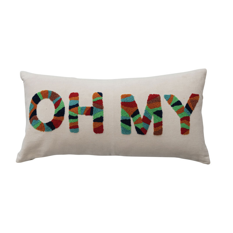 Cotton Tufted Lumbar Pillow "OH MY"