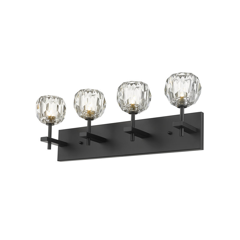 Applique murale noire 4 lumières avec abat-jour en cristal transparent, Noir, noir, noir, noir