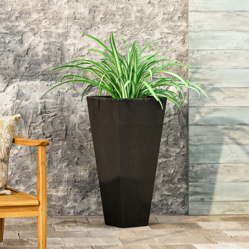 Jardinière d'extérieur moderne, H 28,5 po x l 13 po x P 13 po, Noir