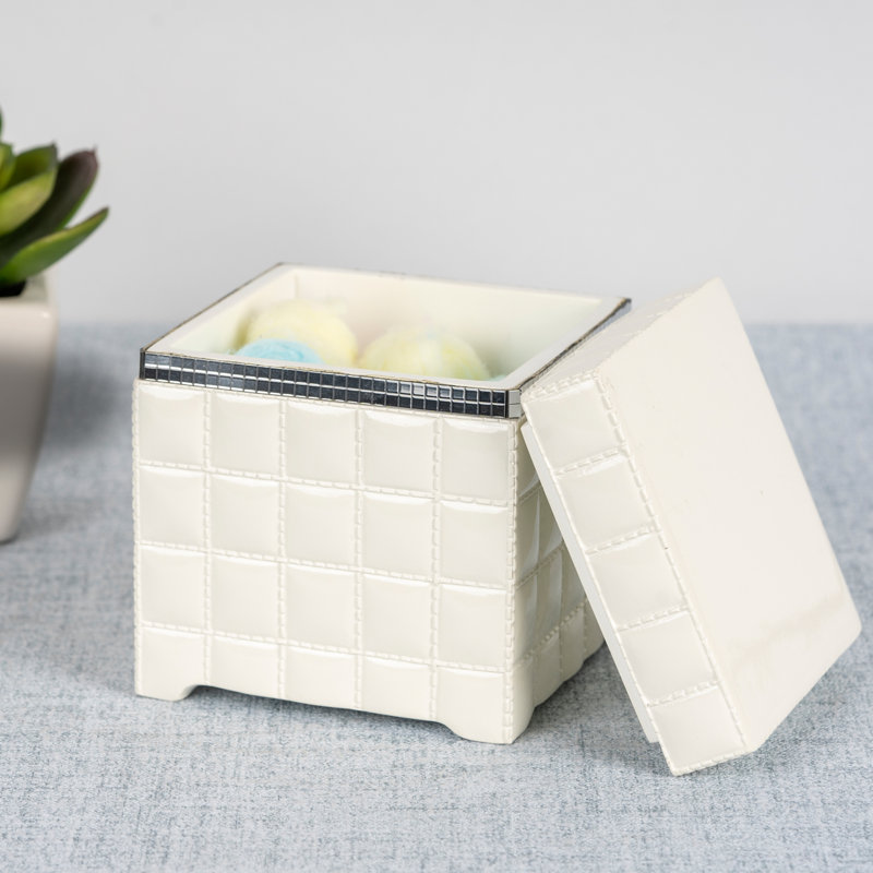 Contenant en coton-tige girafe, Blanc