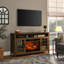Meuble télé 55 po avec foyer électrique encastrable Kd, couleur bois de grange récupéré