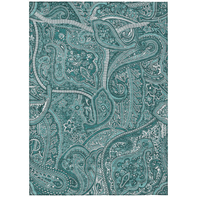 Tapis bleu sarcelle lavable 8 pi x 10 pi bleu sarcelle et ivoire
