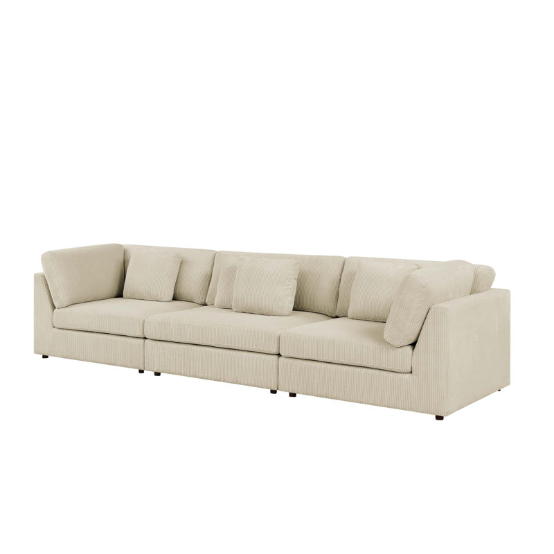 Buzby 135'' Corduroy Sofa, Beige