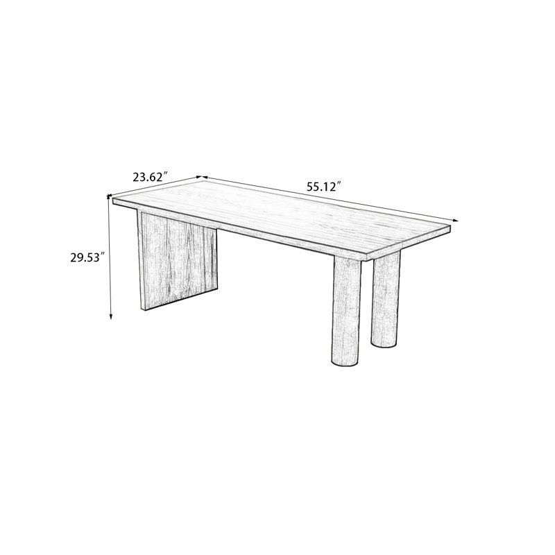 Bureau rectangulaire en bois massif noyer clair, H 29,53 po x l 55,12 po x P 23,62 po