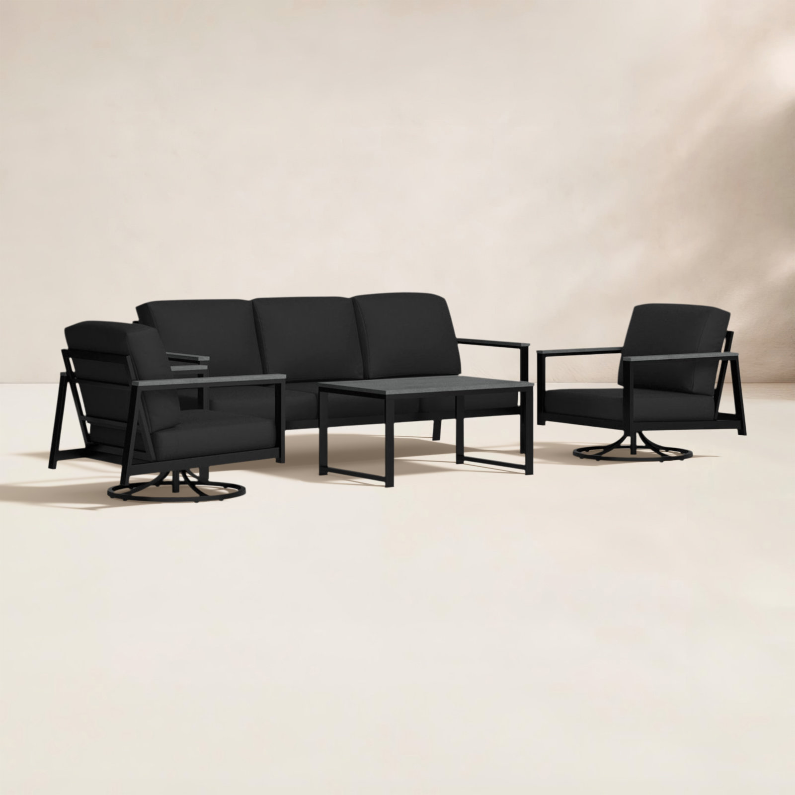 Townsend 5-Person Patio Seating Group, Canvas Black Sunbrella® Canvas