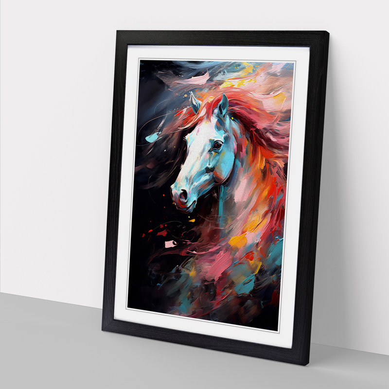 Pony Gestural - Single Picture Frame Print on Wood, Black Framed, 34cm H x 25cm W x 2cm D