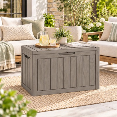Boîte de livraison verrouillable 50 gallons pour l'extérieur, boîte de rangement extérieure en résine résistante aux intempéries avec couvercle pour porche, porte d'entrée, patio et bordure