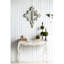 Console blanchie à la chaux, pieds Queen, couloir, bois de sapin, style épuré, salon, chambre.