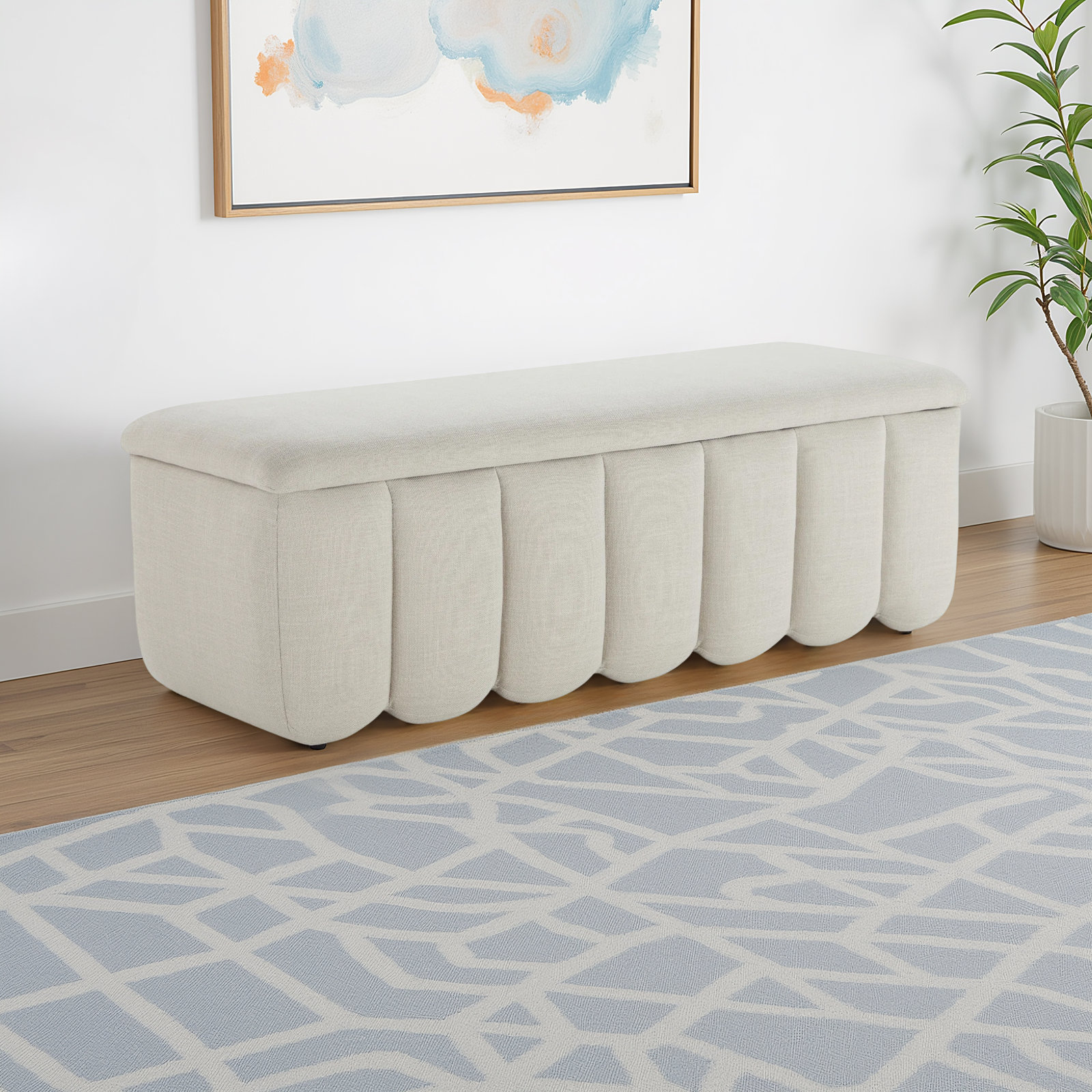 Jeddo Storage Bench, Effie Linen Performance Linen