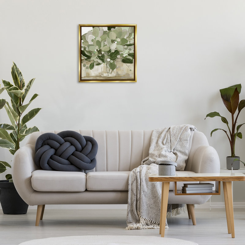 Art mural sur toile Bouquet encadré, design par Carol Robinson, 25" H x 25" W, Cadre flottant métallique doré