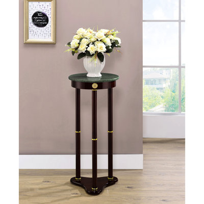 Table d'appoint ronde ronde en couleur pour support à plante - surface sécuritaire et élégante de votre verdure, 27,5 pouces de hauteur, 12 largeurs de profondeur, décor de bois franc asiatique rehaussant le décor avec sophistication,