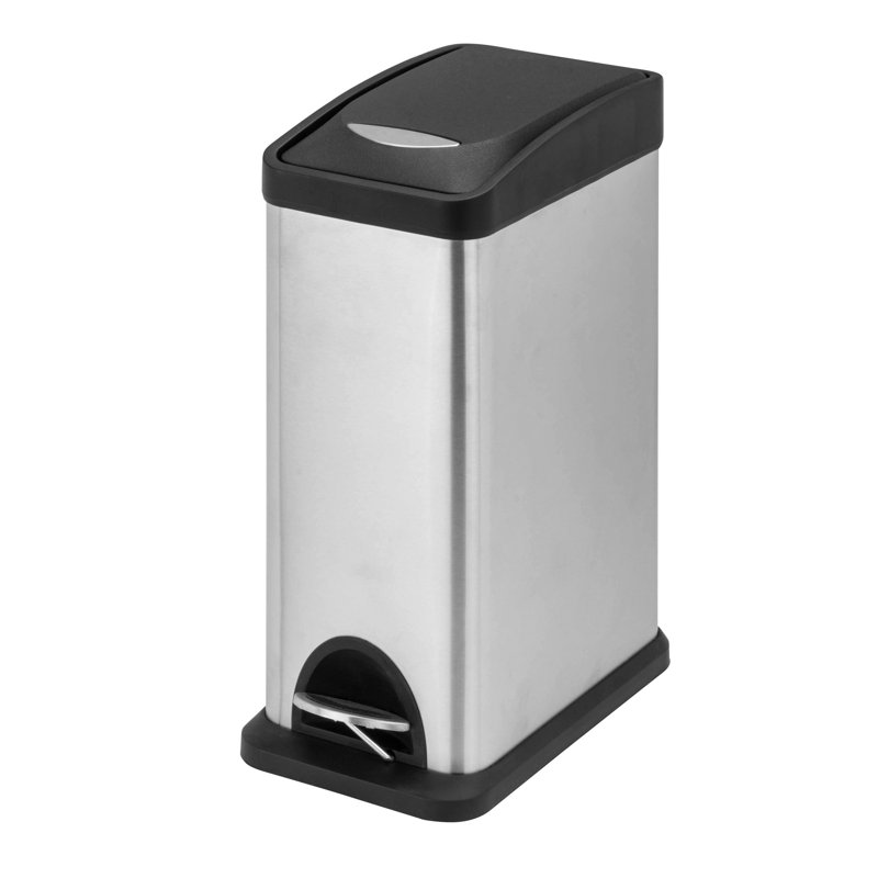2.1 Gallon Silver Stainless Steel Rectangular Step Trash Can