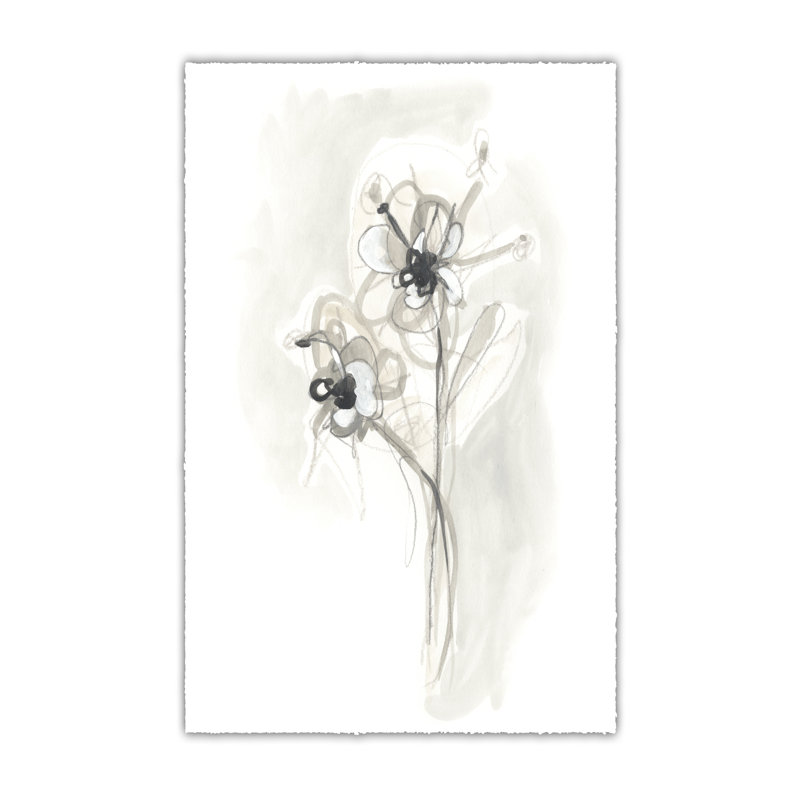 Neutral Floral Gesture VII - Wrapped Canvas Print, 91cm H x 61cm W