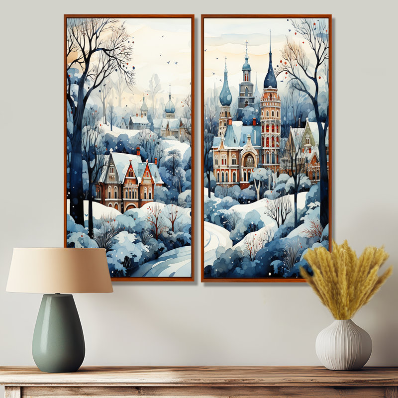 Winter Winter City Landscape III - impressions sur toile traditionnelles blanches, H 40 po x l 40 po, Brun