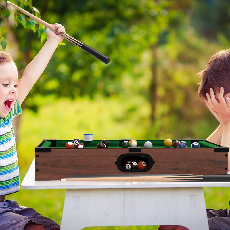 Mini Pool Table - 20-Inch Portable Tabletop Billiards Game With Cue Balls, Sticks, Chalk, Brush, And Triangle Rack - Table Games