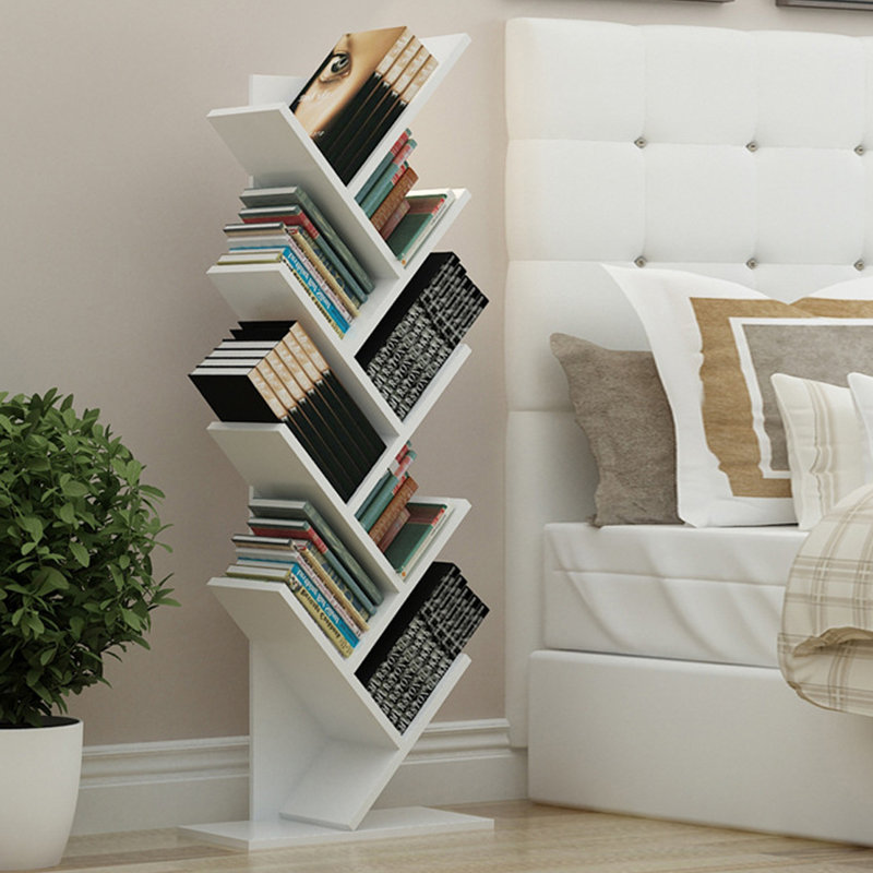Aerowyn Geometric Bookcase, White, (9 Shelves) 132cm. H x 40cm. W x 21.6cm. D
