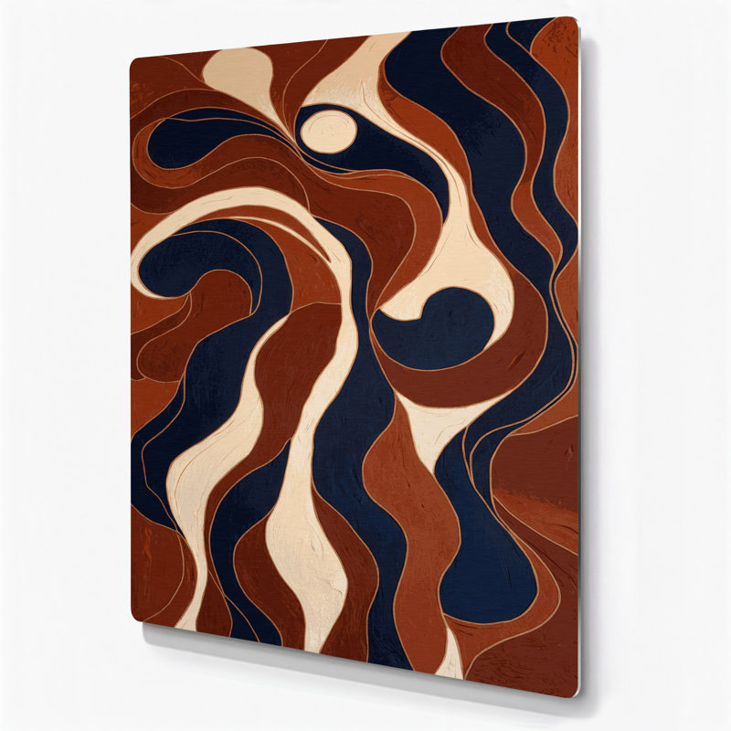 Art mural abstrait en métal brun figuratif 97, H 20 po x l 24 po