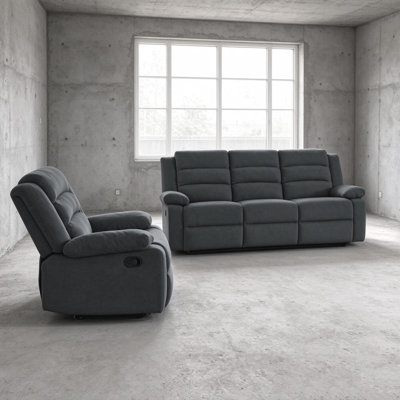 2-Piece Manual Reclining Living Room Set with Sofa and Recliner Chair