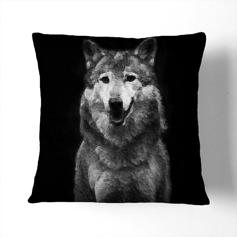 Wolf Portrait Cushion with Filling, 40cm H x 40cm W x 15cm D