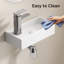 Lavabo mural en céramique avec robinet et drain, conception peu encombrante pour les petites salles de bain