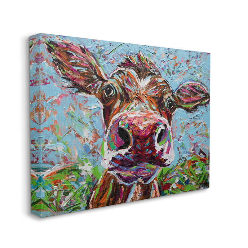 «Koldidoscopic Layered Farm» par Carolee Vitaletti, peinture sur toile tendue, H 24 po x l 30 po x P 1,5 po
