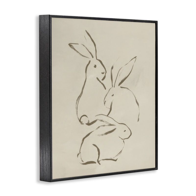 «Earthtone Bunny S croquis», estampe numérique par June Erica Vess be-844, Giclée encadrée noir minuit, H 20 po x l 16 po