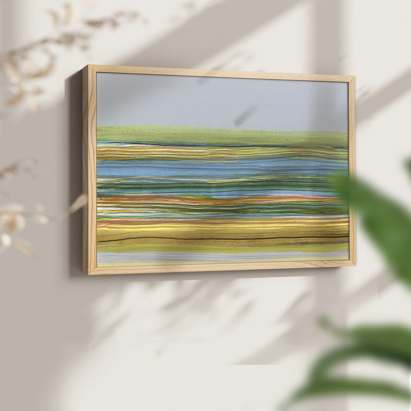 Parallel Striae II - Reproduction encadrée - Restickable, H 16 po x l 20 po, Naturel