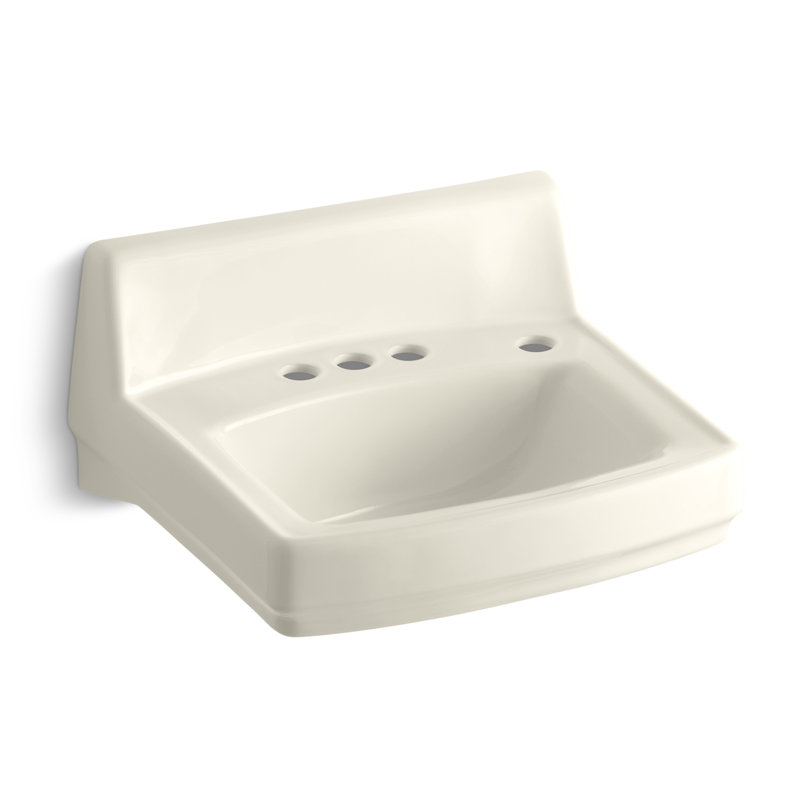 Greenwich Ceramic 21" Wall Mount Bathroom Sink with Overflow, Almond