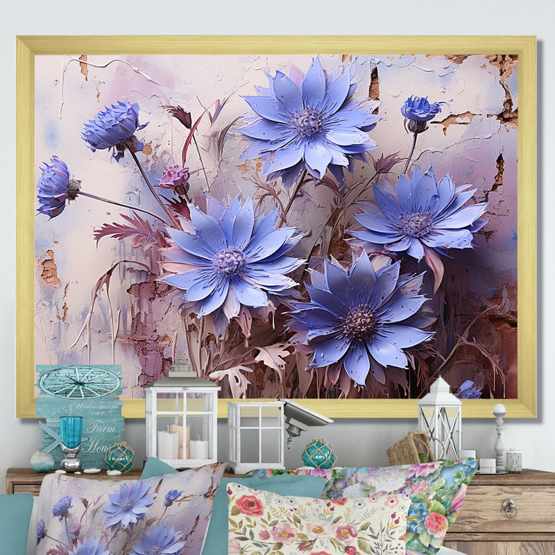 Mauve cornflowers mauve, Cadre photo noir, H 34 po x l 44 po
