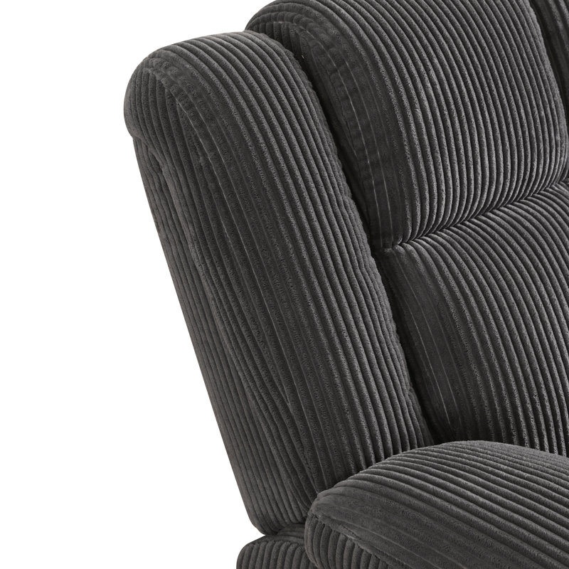 Canapé inclinable gris foncé pour trois personnes avec dossier en tissu épaissi résistant à l'usure réglable à 110-115 degrés Plaque de support inclinable confortable pour se détendre et soulager la pression à la taille