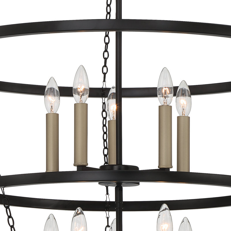Lustre en roue de chariot à 10 lumières de style bougie Mandre