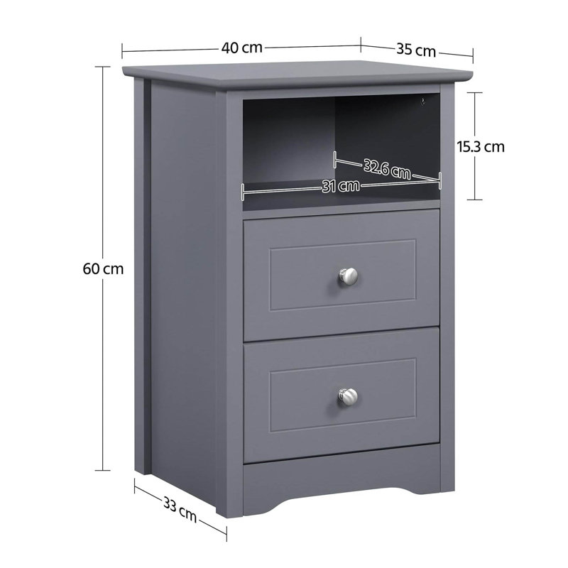 40cm W Manufactured Wood Bedside Table