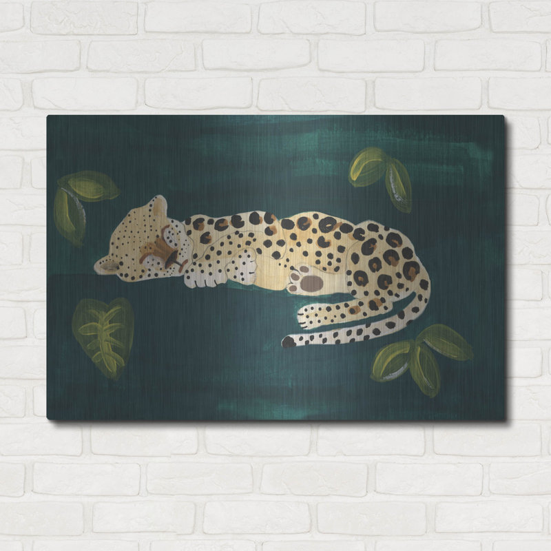  «Lethargic Leopard 2» par Alicia Longley, art mural en métal, 36 po x 24 po, H 24 po x l 36 po