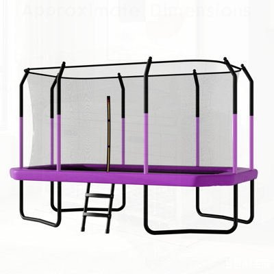 Rectangle Trampoline for Kids and Adults, Enclosure Net & UV-Resistant Jump Mat, Heavy Duty Outdoor Gymnastics Trampoline