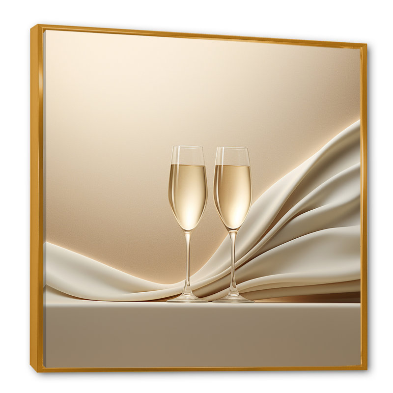 Champagne Toast Of Tranquility - Champagne, art mural encadré, H 30 po x l 30 po, Cadre flottant doré