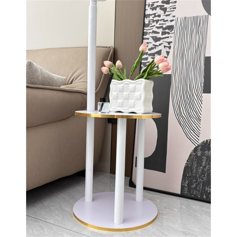 Simplify Solid Wood Clothes And Hat Stand, White/Gold