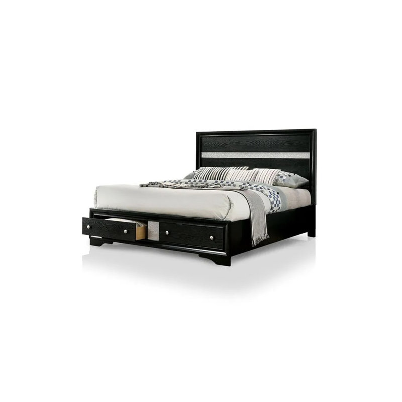 Lit contemporain avec tête de lit 1 pièce et tiroirs