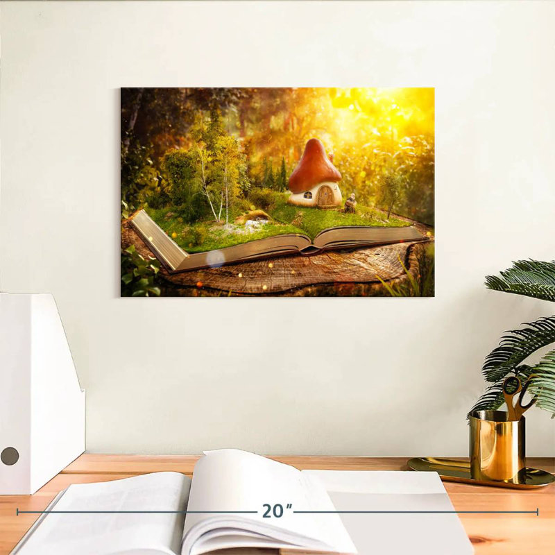 Kelan Fantasy Home Champignon sur livre, H 8 po x l 12 po