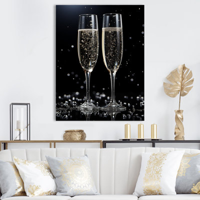 Verre noir et blanc Essence I - Champagne, art mural