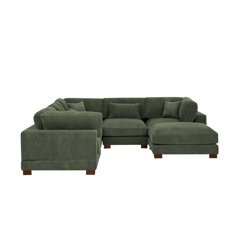 Middale Modular Sectional, Dark Green Corduroy