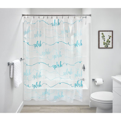 Rideau de douche PEVA iDesign Splish Splash, blanc et bleu, 72 po x 72 po